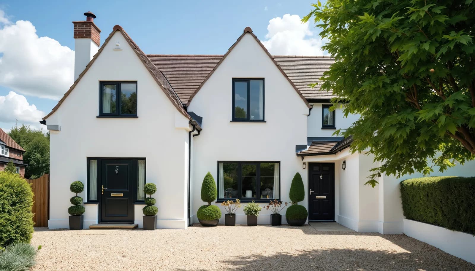 Clean white render on a house front