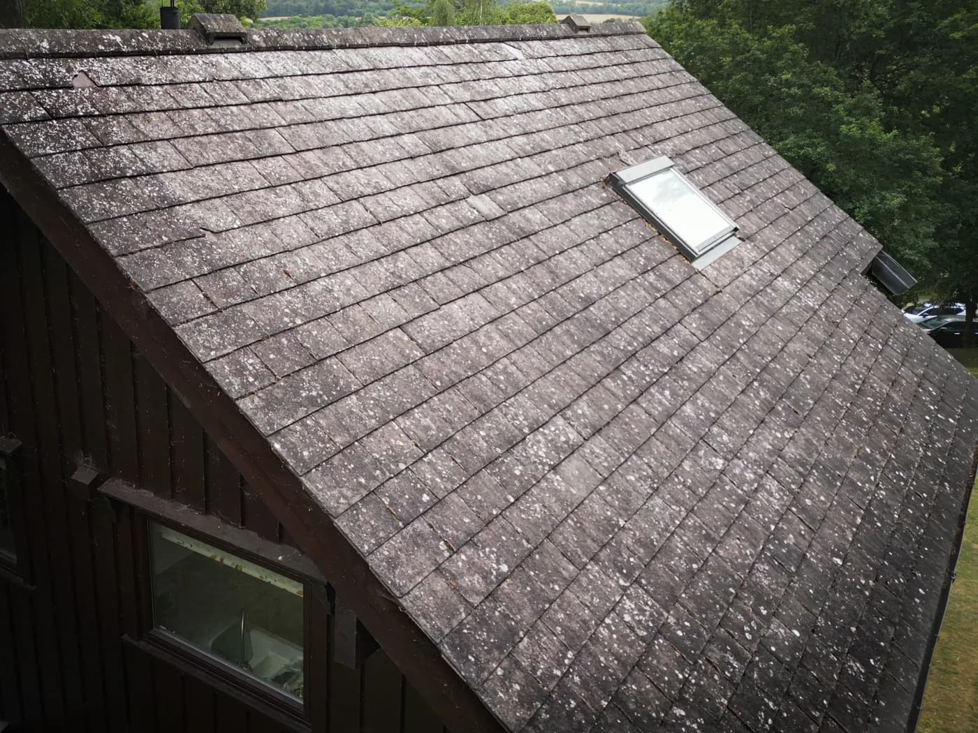 Assessing the roof before work began
