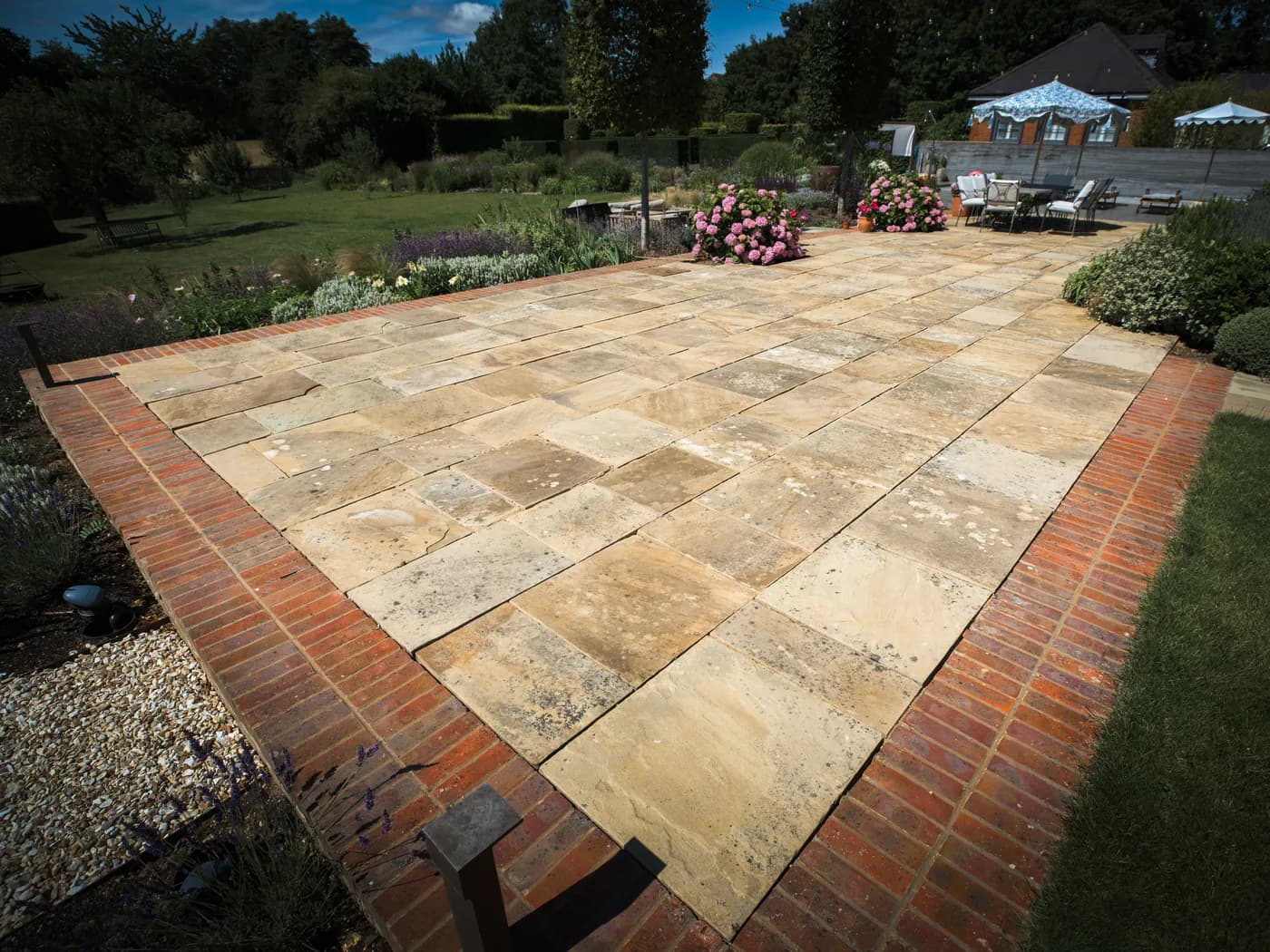 Wide shot of the finished patio and steps