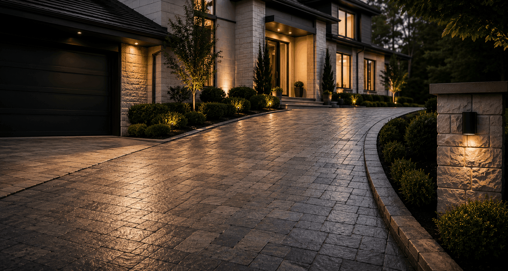 Restored block paving driveway at a premium home in Buckinghamshire