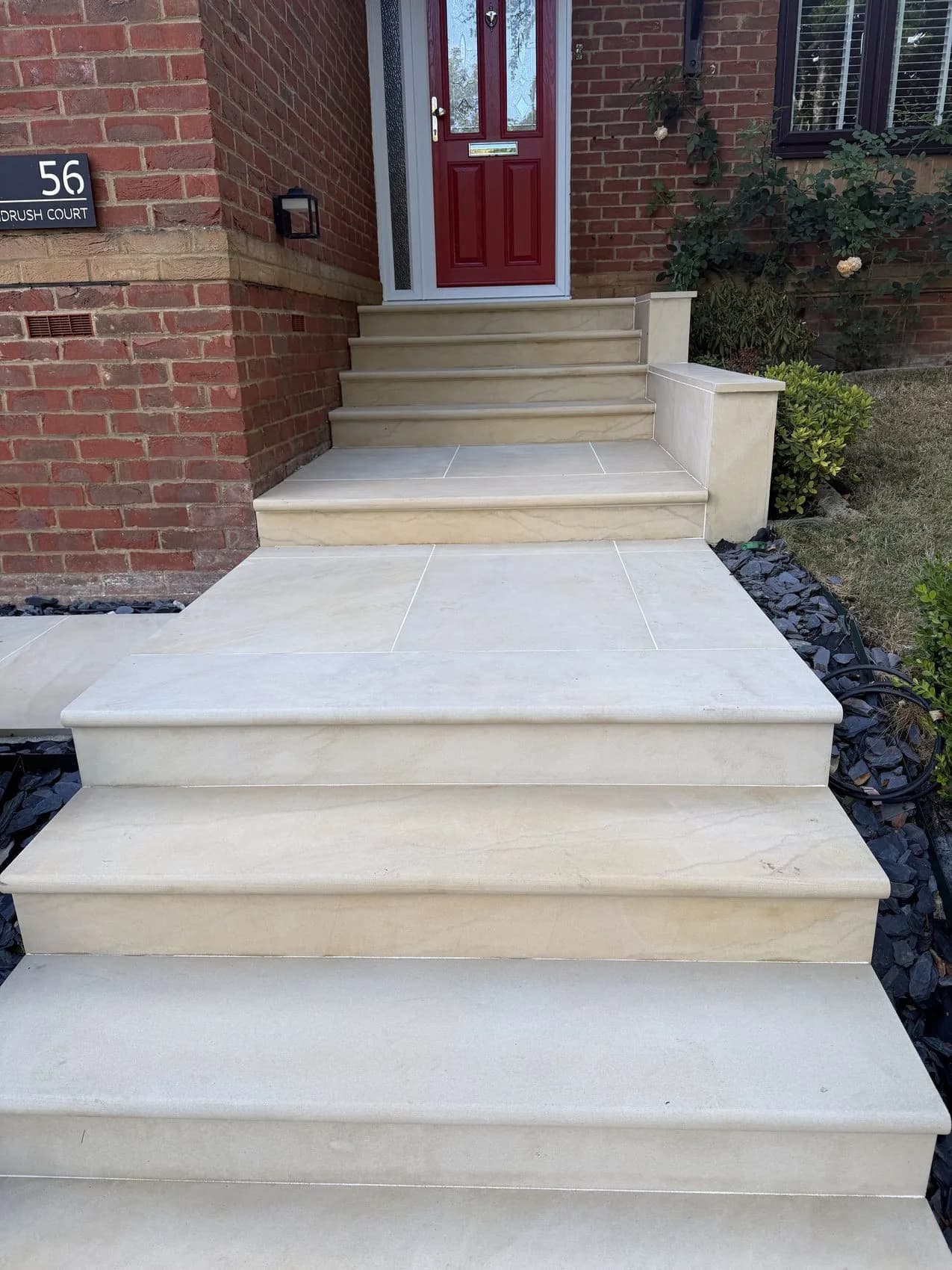 Cleaned Indian sandstone entrance steps in High Wycombe
