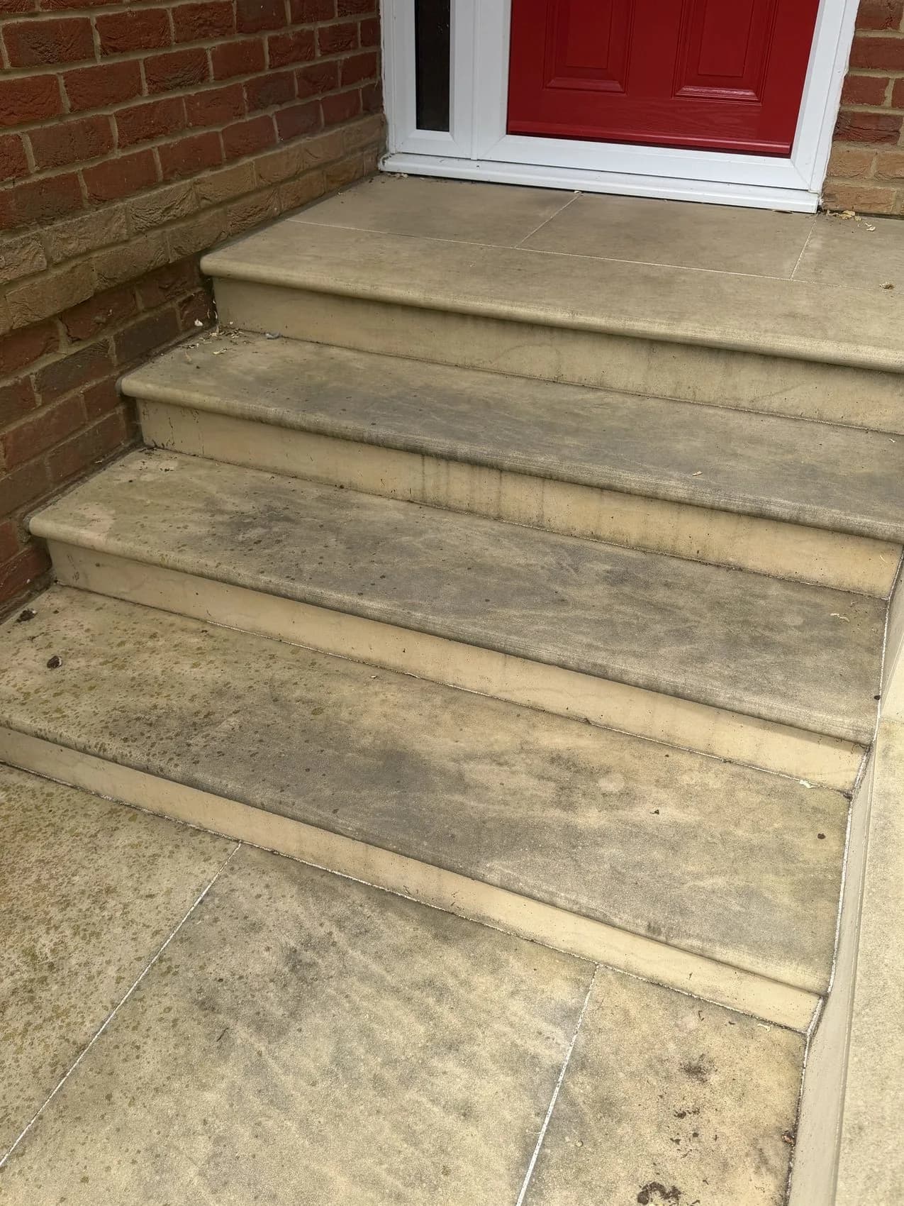 Indian sandstone steps before cleaning, High Wycombe