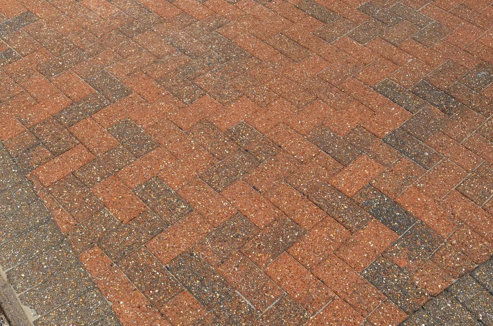 Close-up of the finished herringbone block paving in Maidenhead
