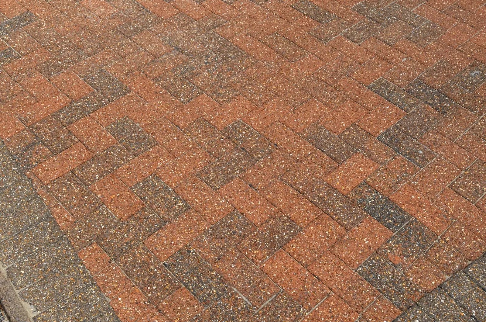 Close-up of the finished herringbone block paving in Maidenhead